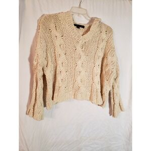 Women's Hyfive Cropped Cream Hooded Sweater Size S